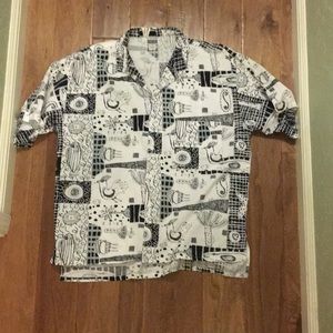 Cool pattern black and white Hawaiian shirt